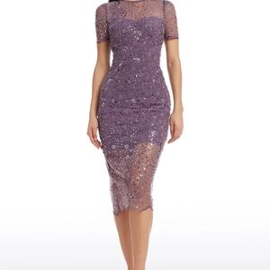 DRESS THE POPULATION LIA Beaded DRESS SIZE xElegant Purple Sequin Dress